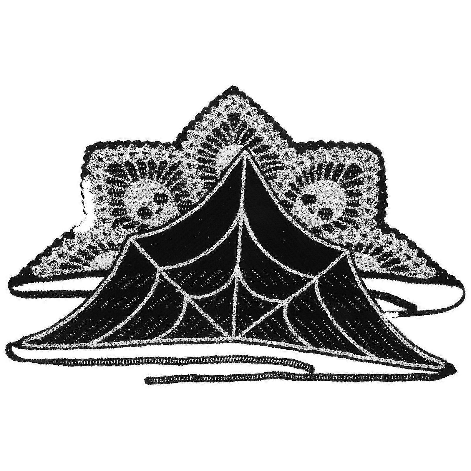 Spider Gothic Head Scarf Pattern Halloween Accessory Women Fabric Material Rectangular Shape 2Pcs