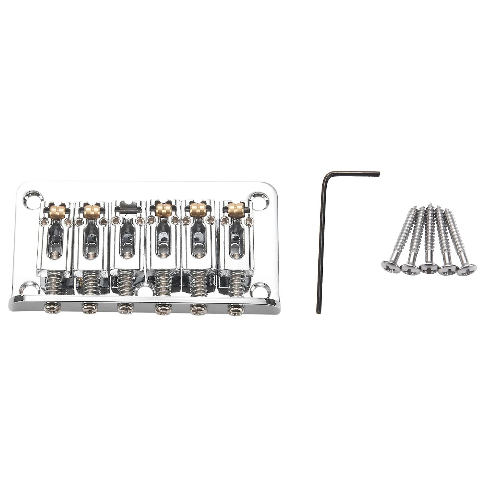 Hardtail Guitar Bridge Body Through for 6 String Electric Parts Silver