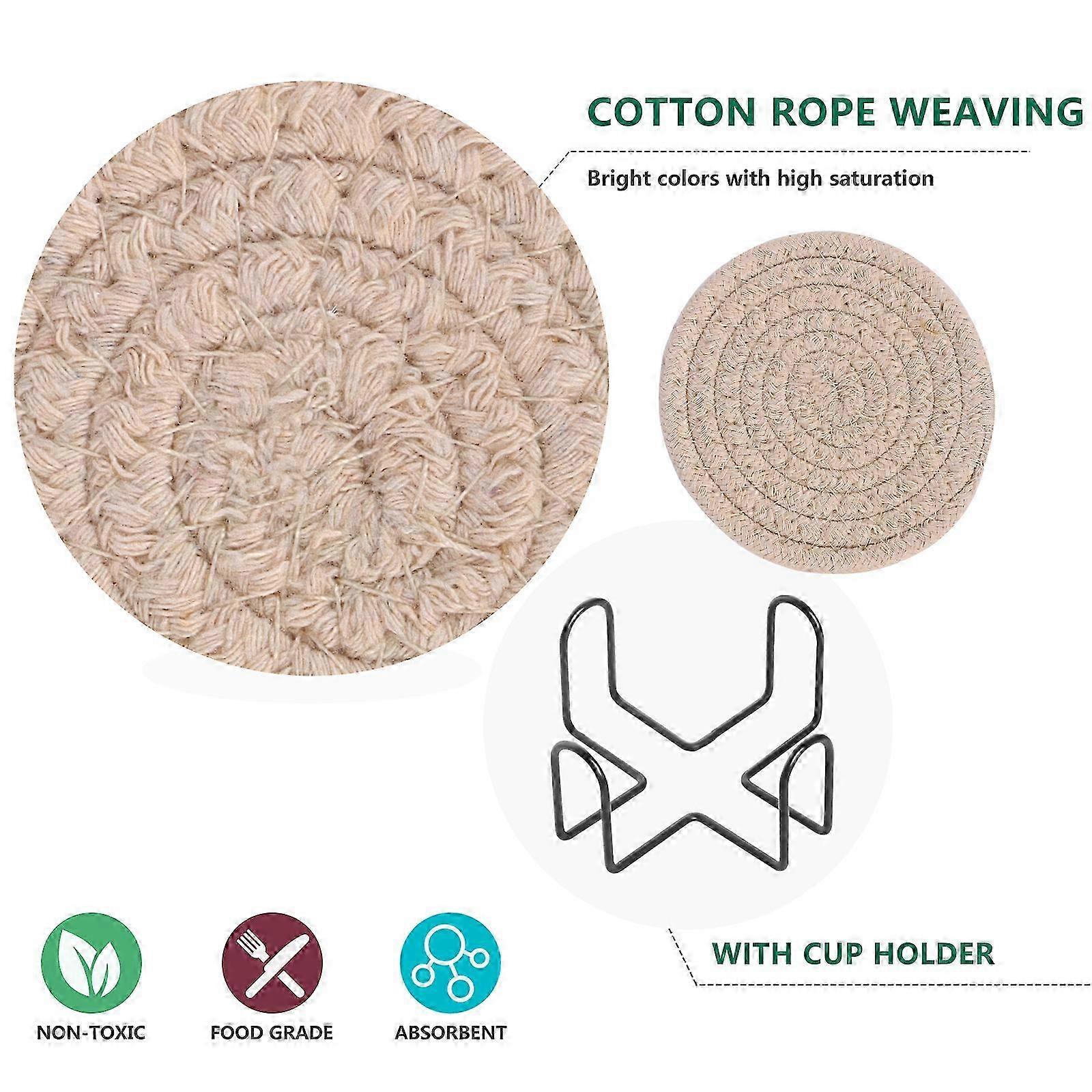 8-Piece Braided Cotton Coaster Set