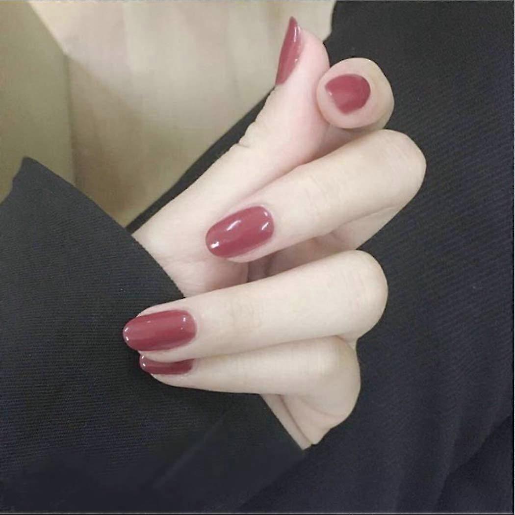 Glossy Red Reusable Oval Nails