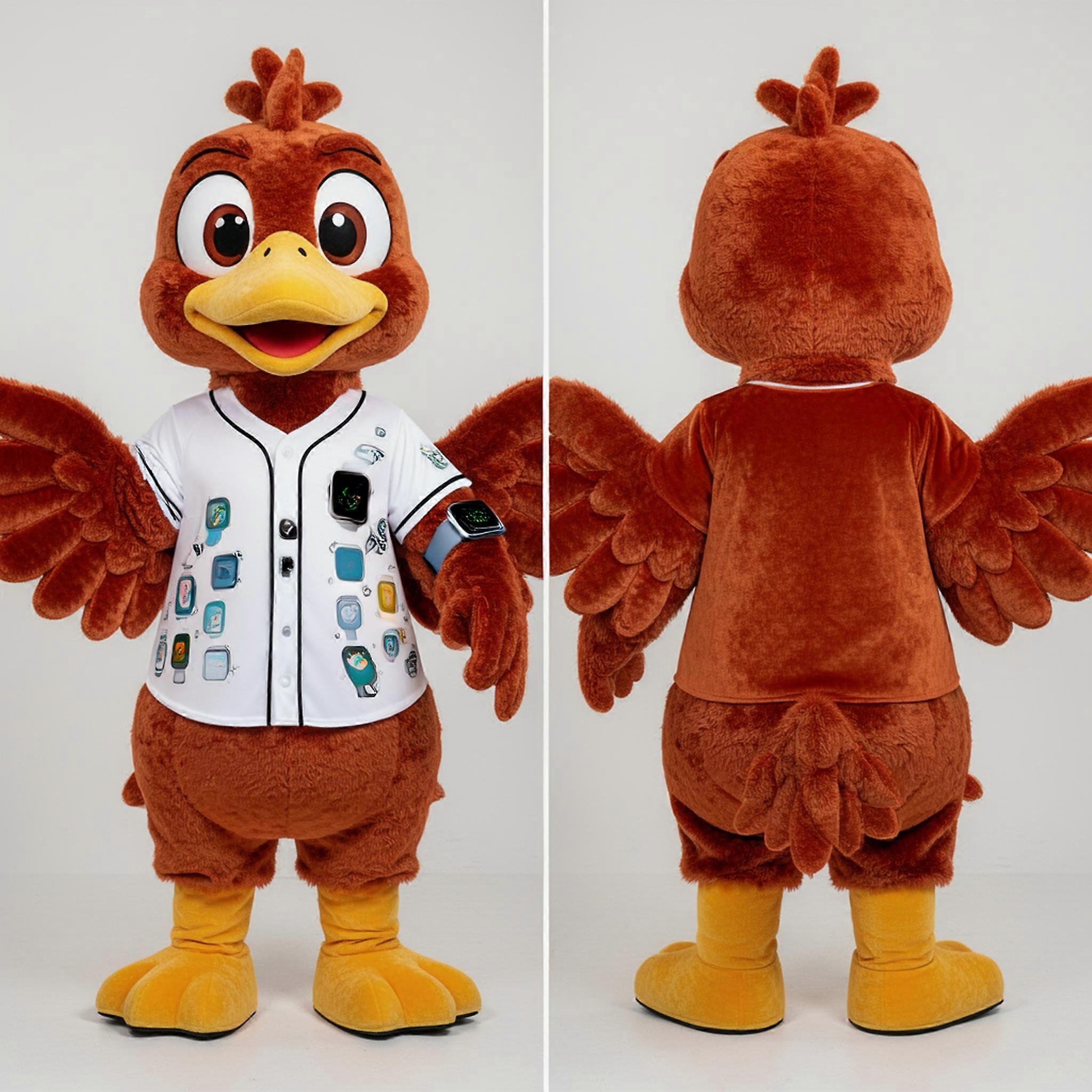 MASTICOT Rust Feathered Cartoon Geese Mascot