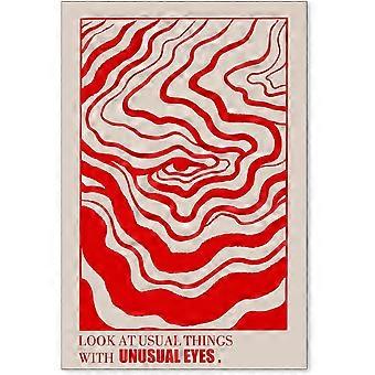 Retro Red Abstract Eye Hippie Trippy Wooden Jigsaw Puzzles UE2684
