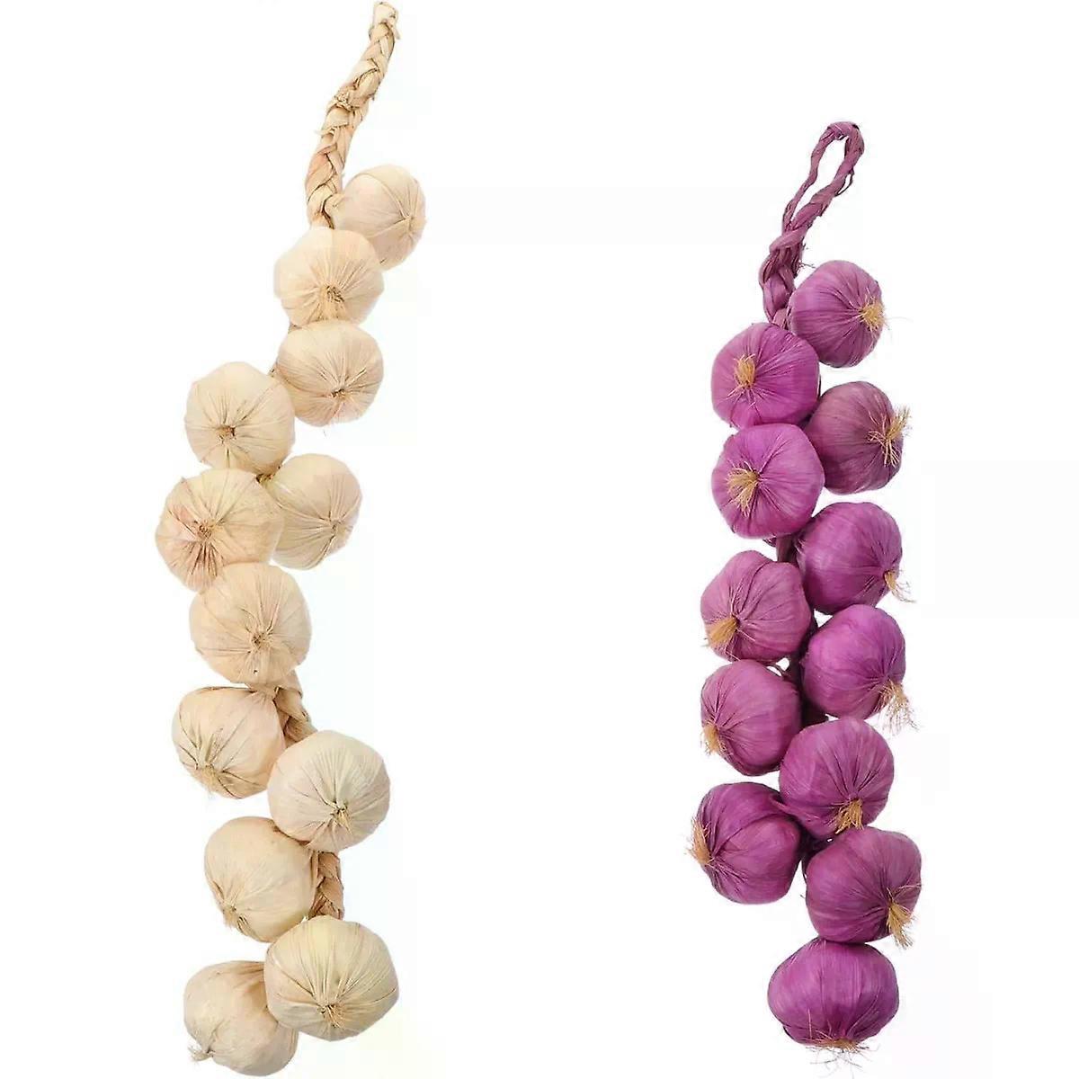 2pcs Artificial Garlic Strings White Foam Hanging Decor