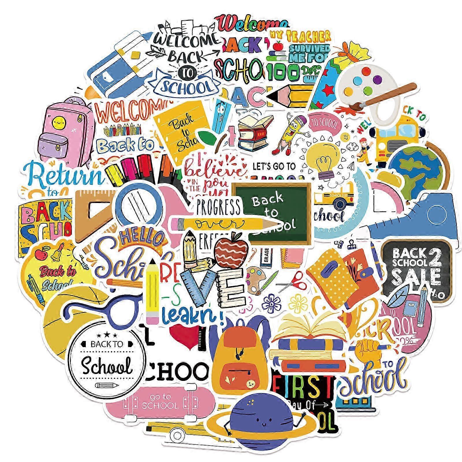 50Pcs Bright Glossy School Stickers