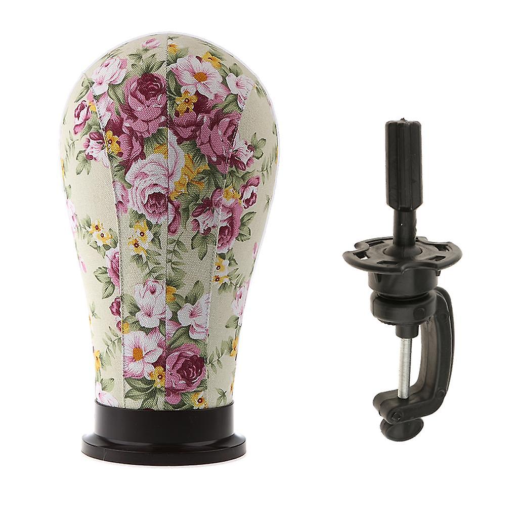 Canvas Cork Block Mannequin + Table Clamp Head Wig Making Hat Display 21"