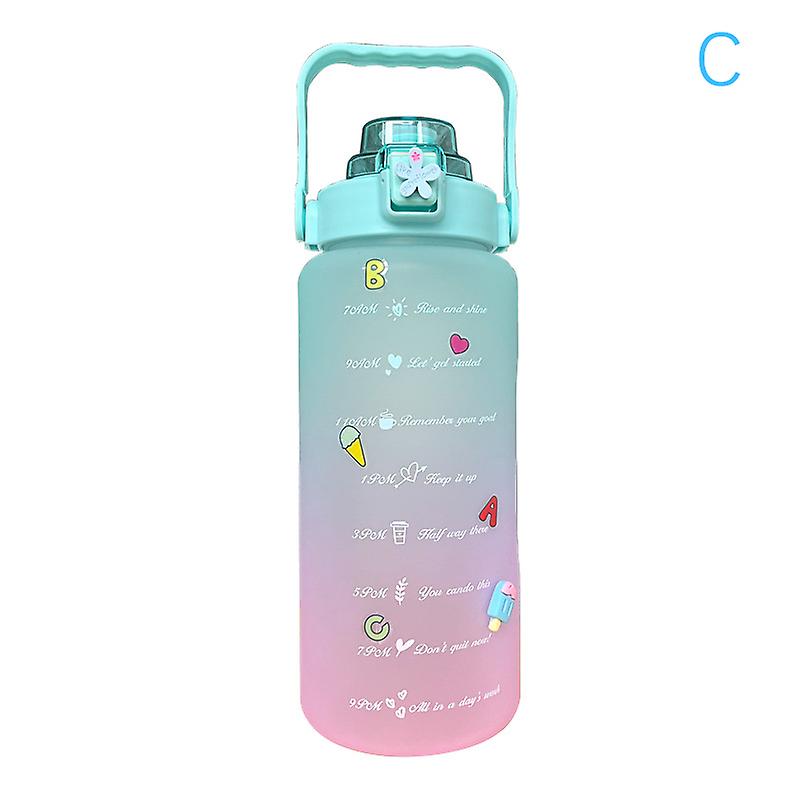 2 Liter Wasserflasche Motivationstrinkflasche Wasserbecher mit Aufklebern