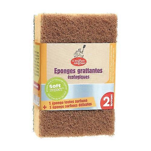Green sponge + Brown scouring sponge made from recycled materials 2 units