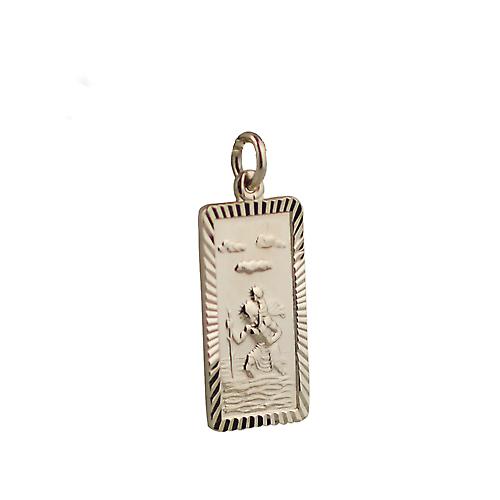 9ct Gold 26x13mm rectangular diamond cut edge St Christopher Pendant