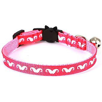 Pets Reflective Cat Pet Collar with Bell and Safety Buckle Strong and Safe, Nylon, Mixed Colors, Runaway Cat Collar (Pink Beard, S 1.0 31cm)Pink Color
