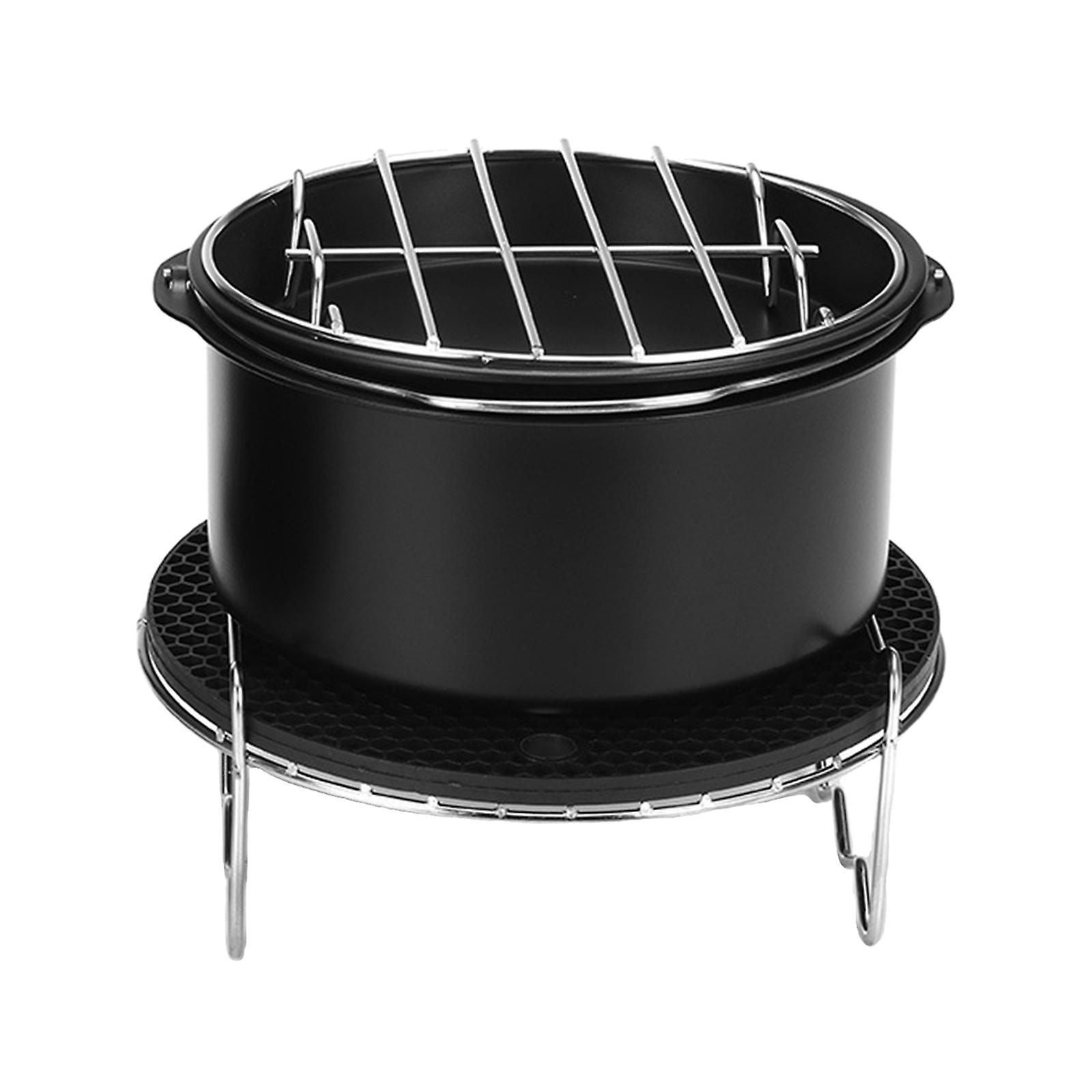 6 Inches Air Fryer Accs Including Cake Barrel,Baking Dish Pan,Grill,Pot Pad