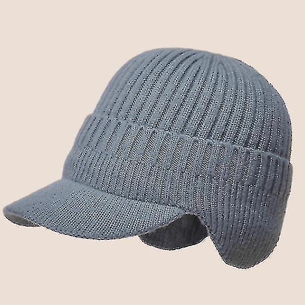 Erkekler Kış Örgü Yün Şapka Earmuff Kulak Koruyucu Sıcak Termal Bisiklet (gri