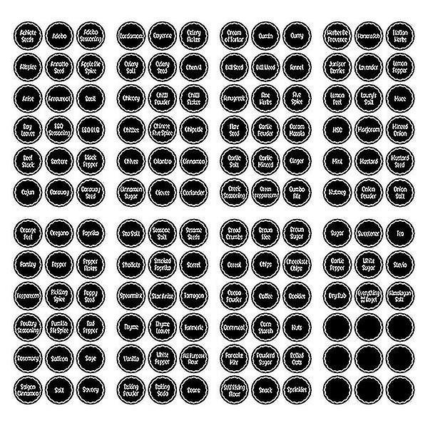 144pcs Practical Ingredients Spices Labels Stickers Spice Names Labels (black)