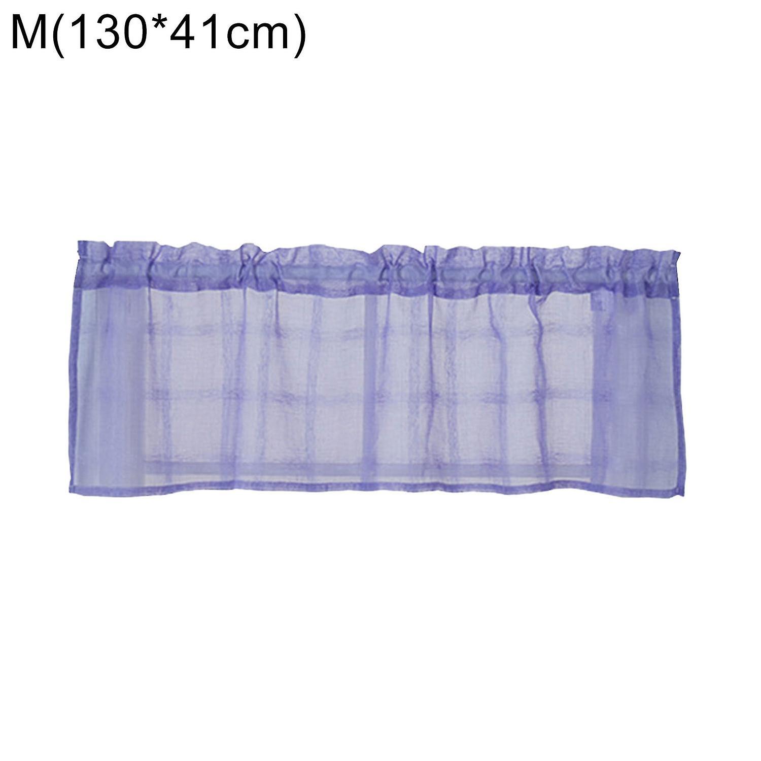 ZHOUBA Solid Color Lattice Through Rod Short Curtain Kitchen Cafe Window Valance Decor