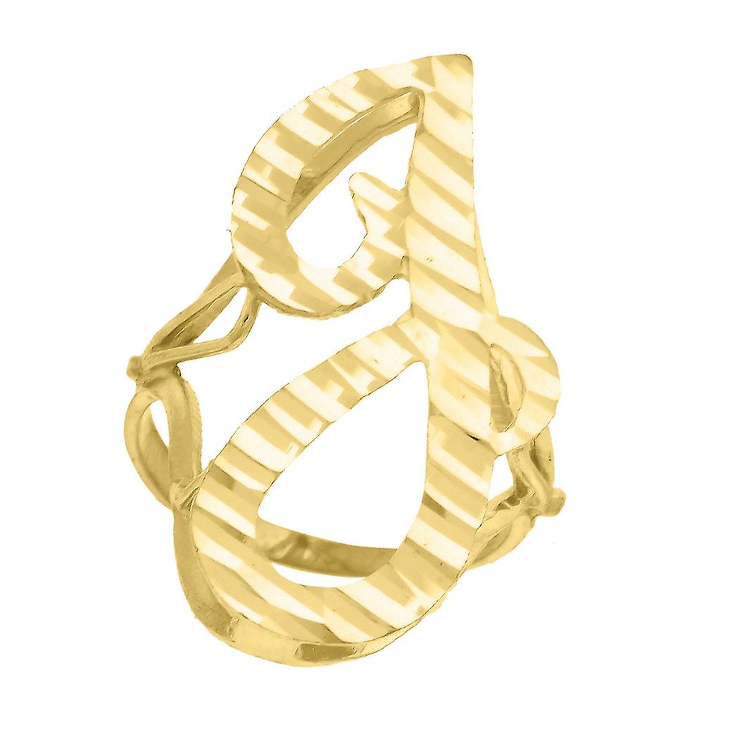 Pierścionek damski z 10-karatowego żółtego złota z błyszczącym szlifem i imieniem, spersonalizowanym monogramem i inicjałem J, 29,4 x 15,40 mm, szerokość 7, rozmiar pierścionka dla kobiet