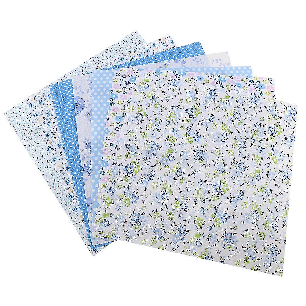 7pcs 25*25cm Cotton Fabric DIY Assorted Squares Pre Cut Bedding Suite Quarters Bundle Blue Dot
