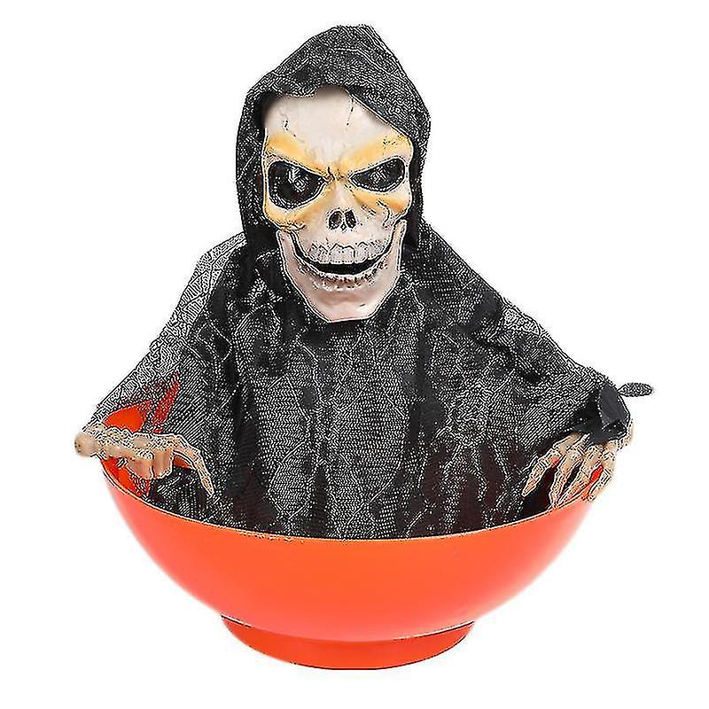 هالوين حلوى وعاء شبح اليد الفاكهة لوحة الضوء يسمى الجمجمة الكهربائية حلوى مربع لعبة