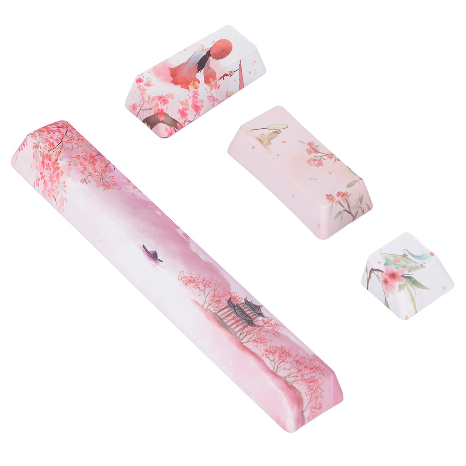 Keycap 4 Keys Peachblossom Beauty Pattern Space ESC Enter Numpad Enter DIY Keycaps Kit