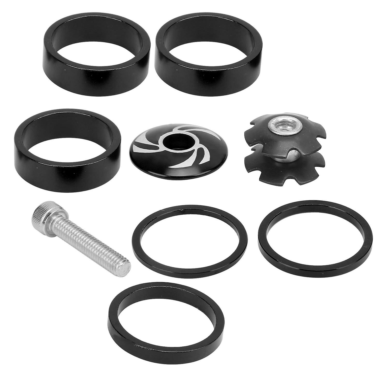 6Pcs Headset Stem Spacer Aluminium Alloy Bicycle Handlebar Stem Spacers for Mountain BikeBlack