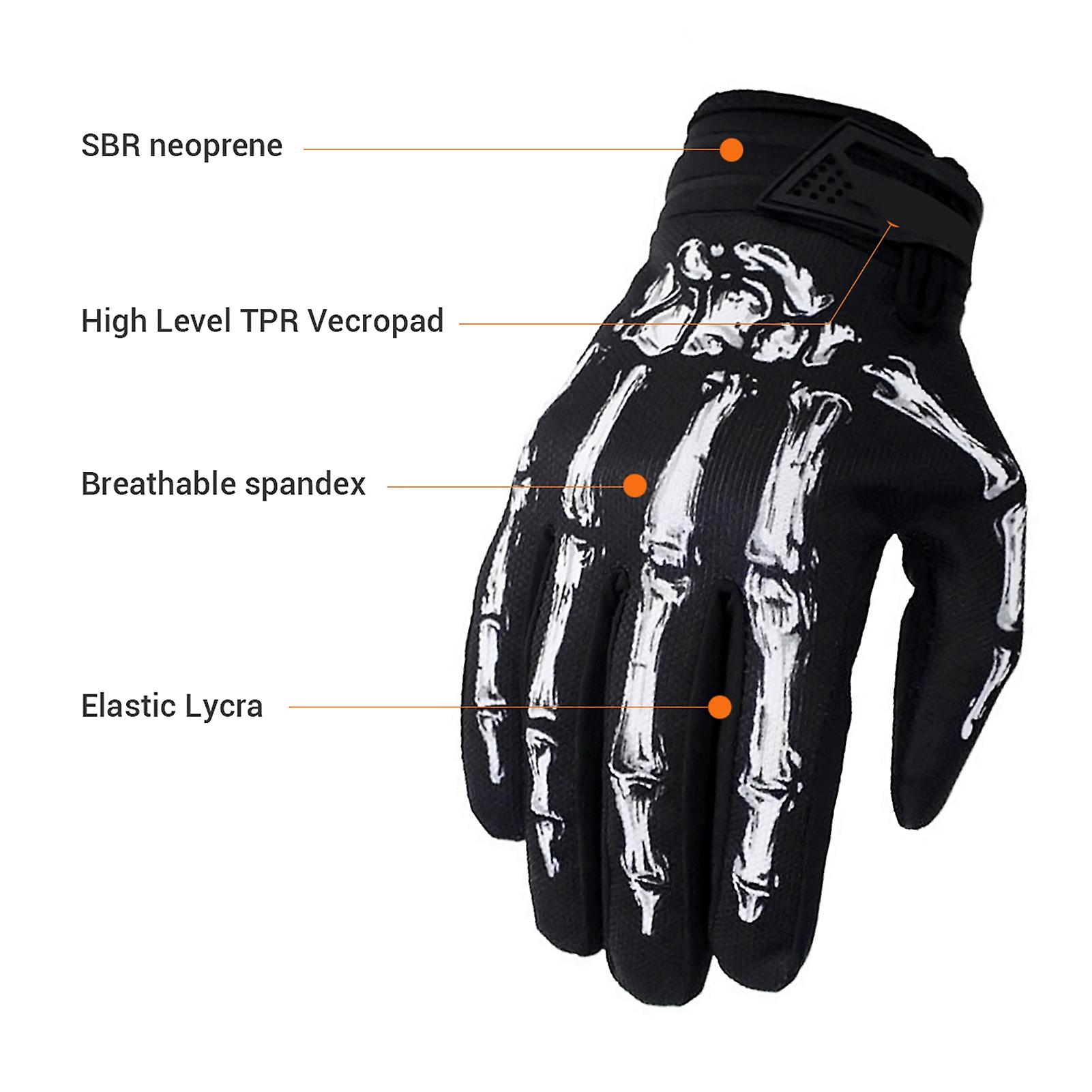 Skeleton Motocross Gloves M/L/XL Windproof Waterproof MTB Pair