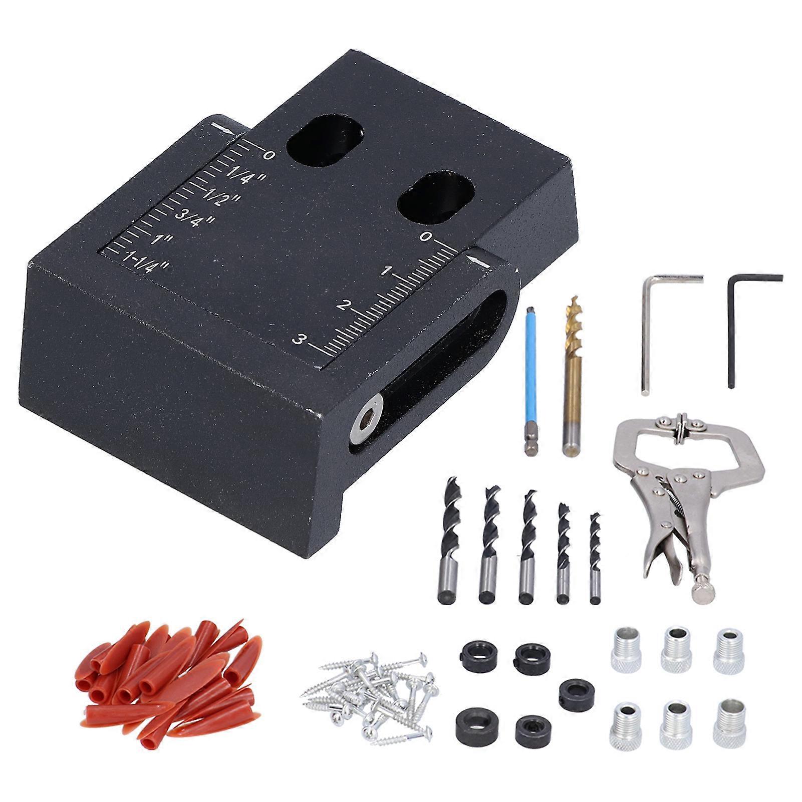 Risegun Woodworking Oblique Hole Locator 63Pcs Pocket Hole Jig 15 Degree Woodworking Guide Oblique Drill Angle Hole Locator Tool in Black