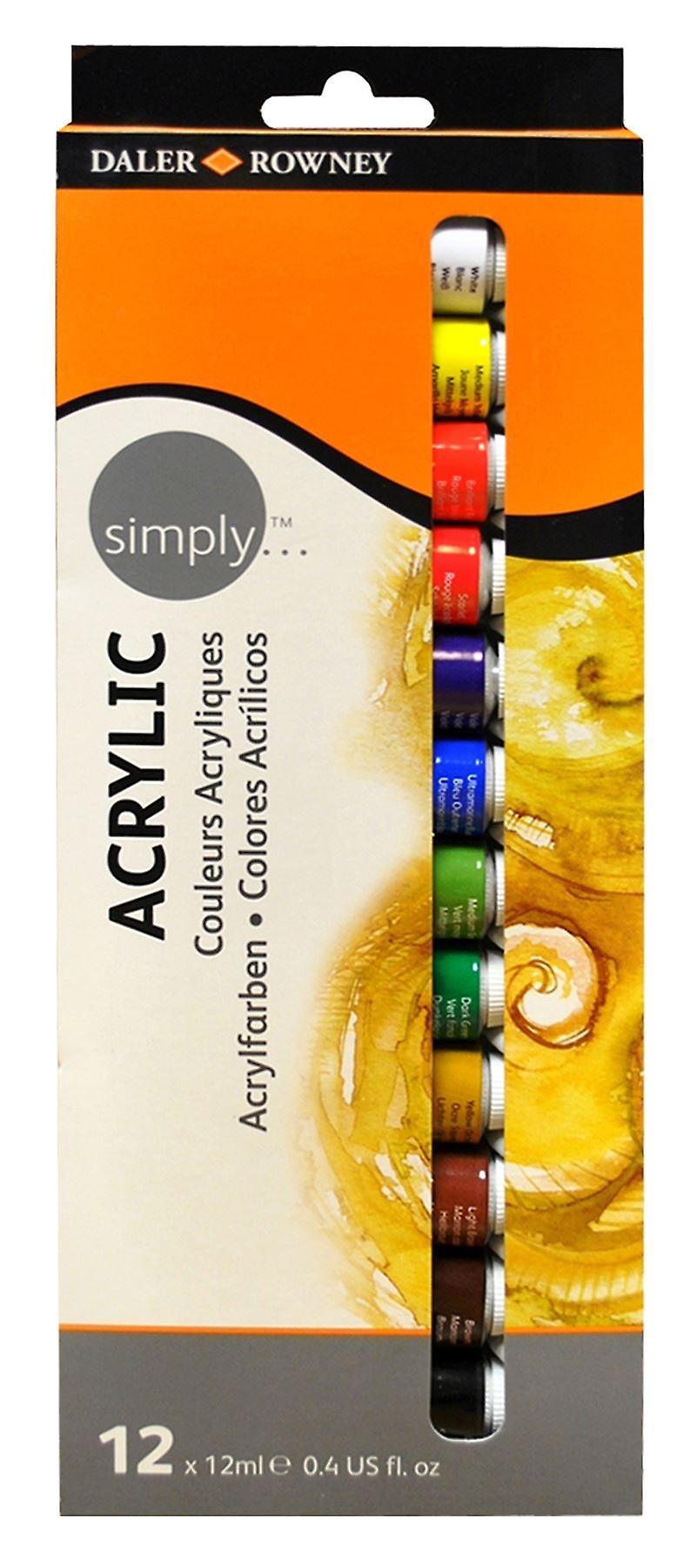 Daler Rowney Simply Acrylic Paint Set 12 x 12ml