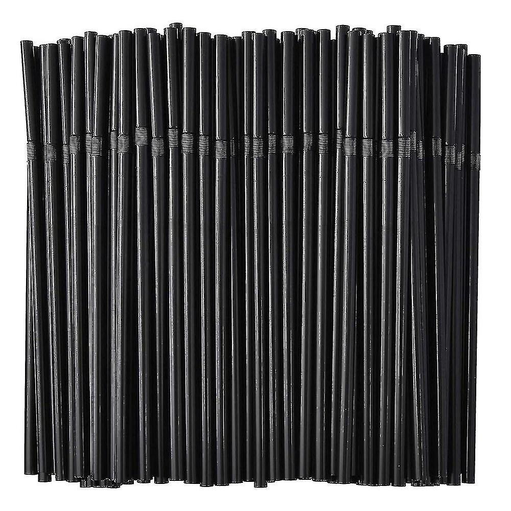 500/200/100pcs Flexible Bendy Black Drinking Straws Plastic Disposable Straws-h