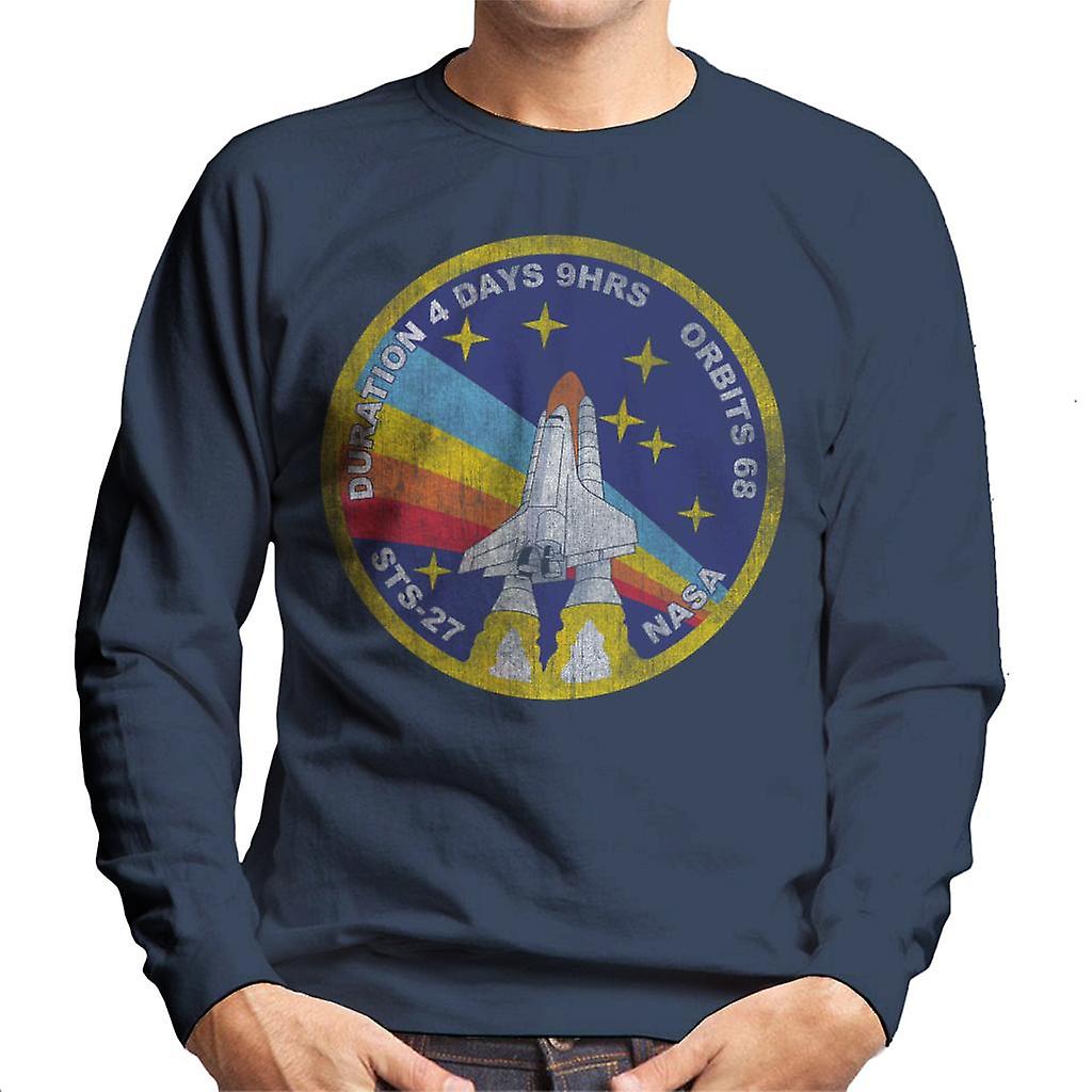 NASA STS 27 Atlantis Mission Badge Distressed Men's Sweatshirt