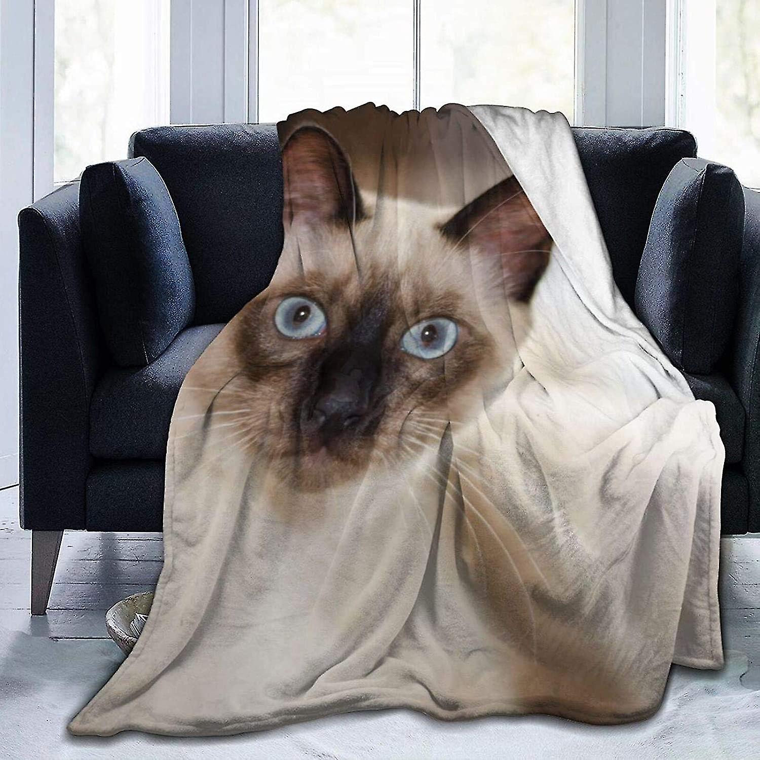 White Siamese Cat Ultra-soft Micro Fleece Blanket Throw Super Soft