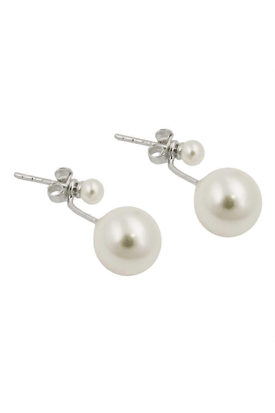 Earrings 2 White Beads Silver 925 - Gl93564