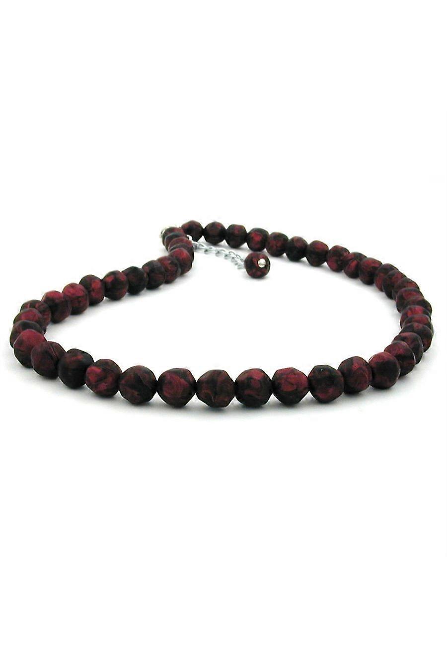 Necklace Baroque Beads 8mm Red-black 45cm - Gl02144