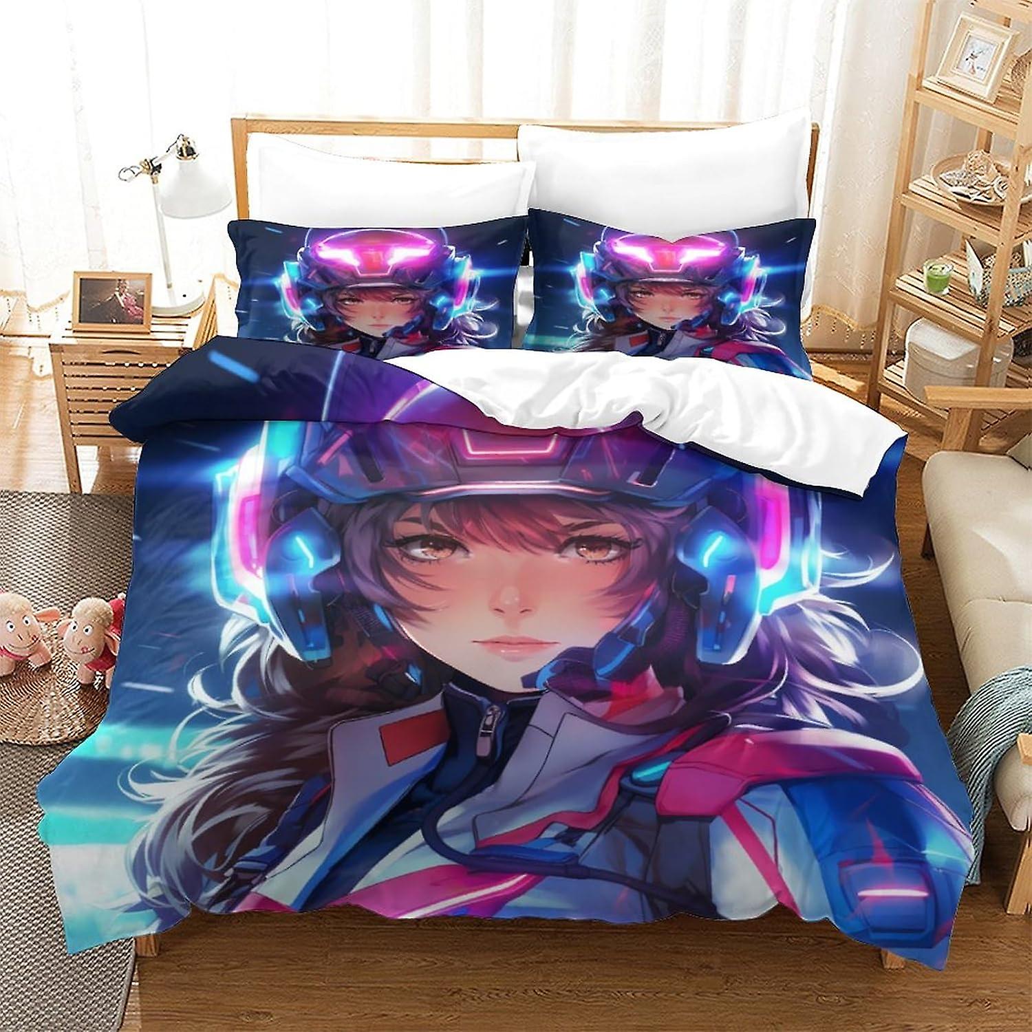 Hjälm Flicka Påslakan Set King Storlek 3D Yttre Rymden Tryckt Dekorativa Sängkläder Täcke Uppsättningar Täcke Täcke Täcke Barn Vuxna Tonåringar Kung