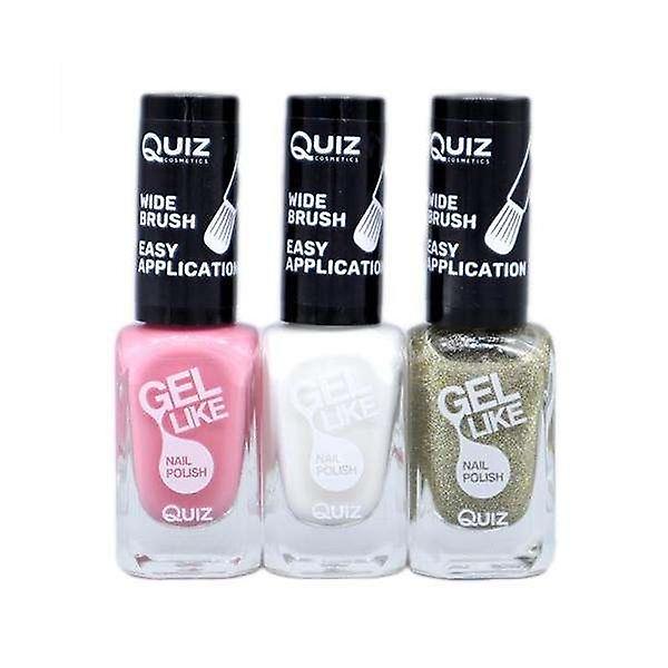 3st nagellack, nail polish - Rosa, Vit, Guld