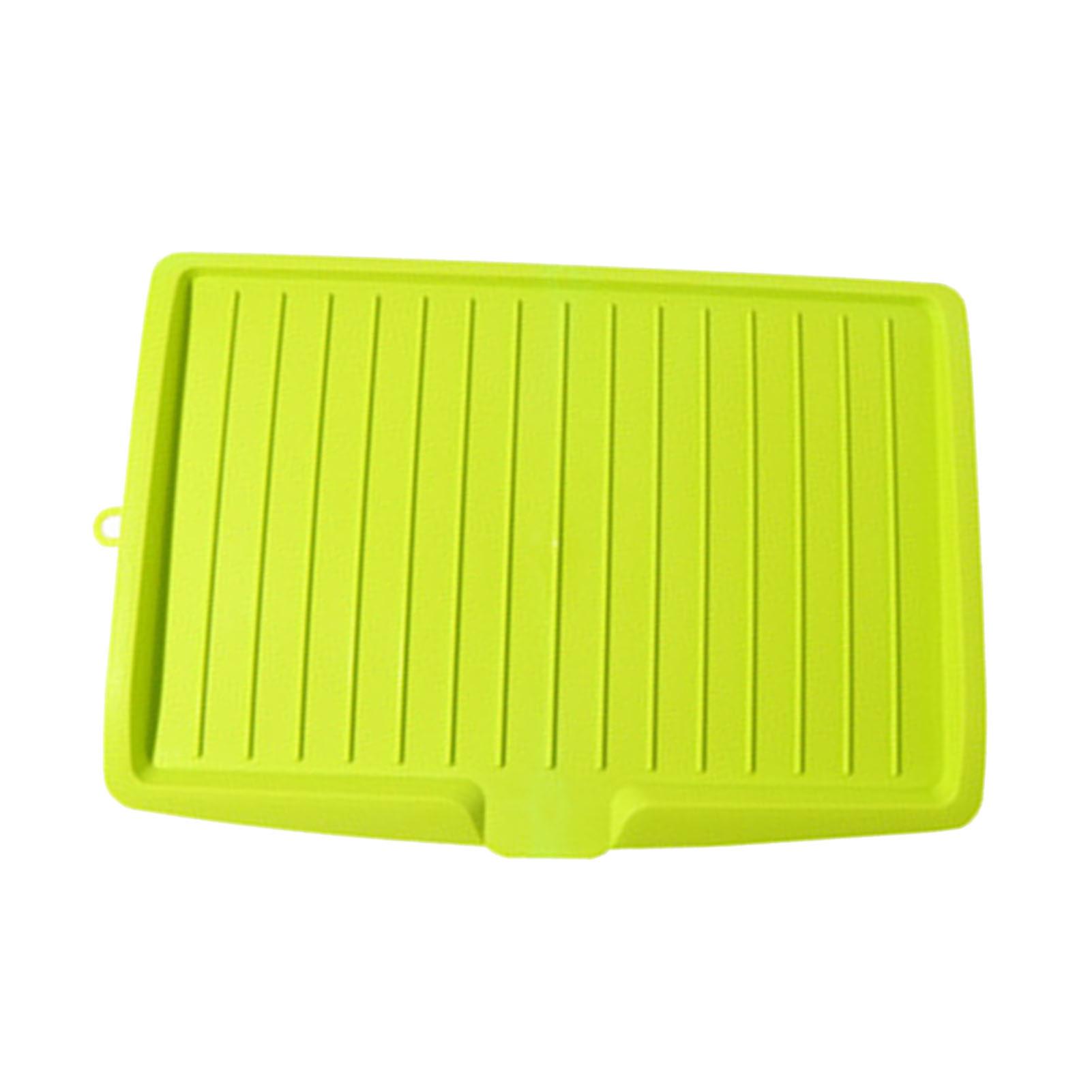 Plastic Dish Drainer Board Multipurpose Rectangular Design Space Saving Kitchen Draining Board Tray for Cutlery Fruits and Vegetables Green 