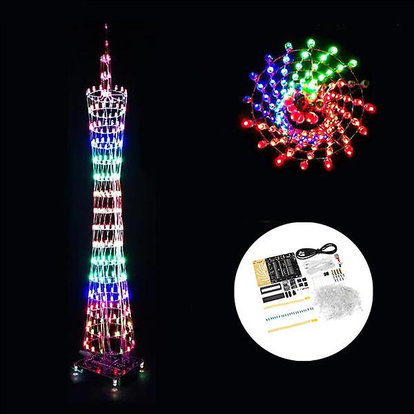 Diy Wifi(app Version) Bluetooth Colorful Canton Tower Led Lighting Cube Music Spectrum Electronic Kit