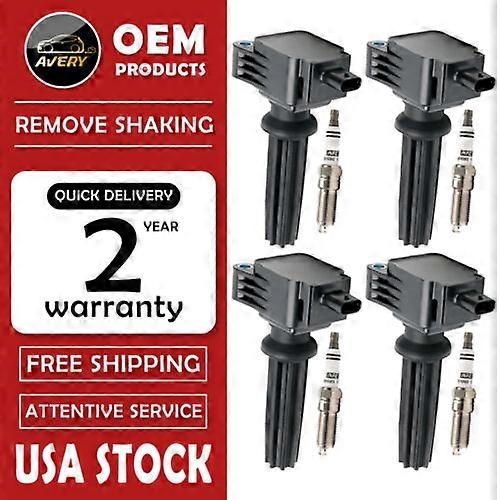 4X Ignition Coils + 4X Spark Plug For Ford Fusion Focus Explorer Lincoln UF670 NO.7372