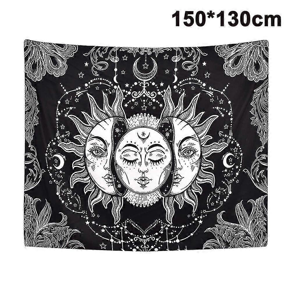Tapestry Sun And Moon Psychedelic Tapestry Black Celestial Wall Hanging Tapestries Indian Mandala Bohemian Hippie Beach Throw