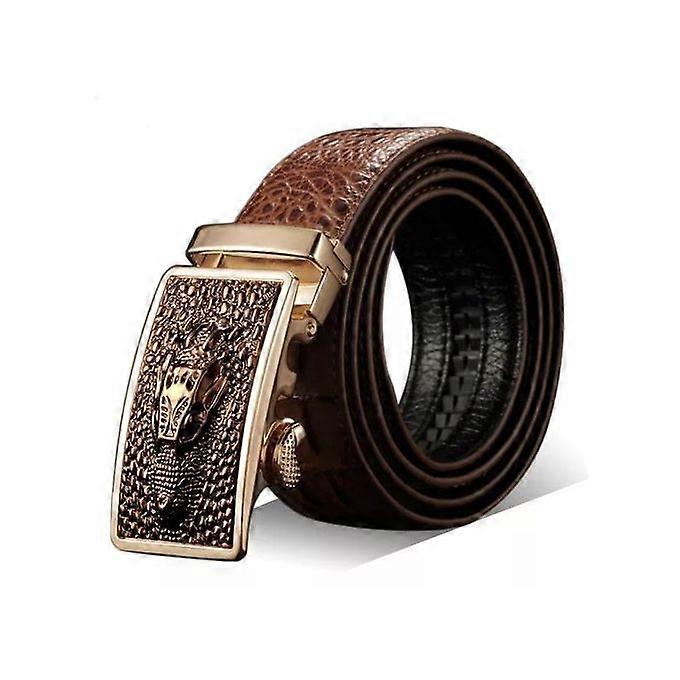 Men's Leather Belt Automatic Buckle Crocodile Pattern Belt