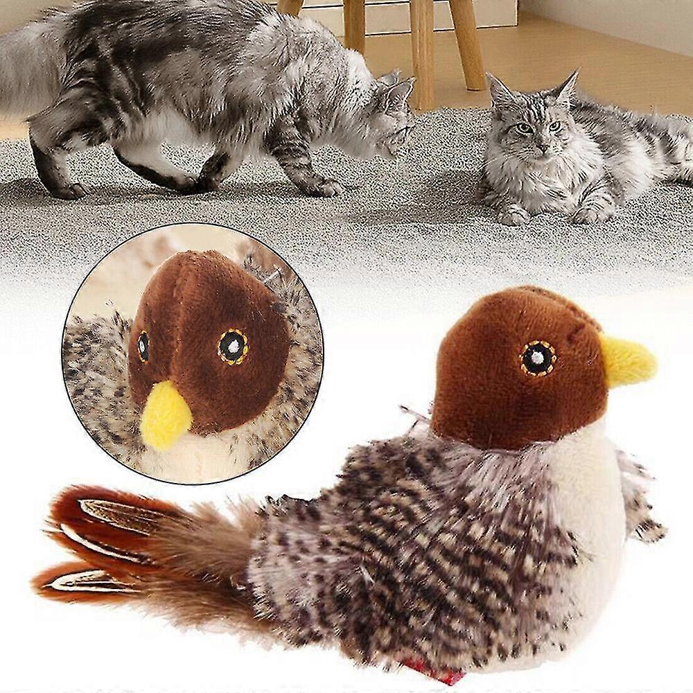 Lifelike Chirping Bird Cat Interactive Toy Sound Simulated Indoor Exercise Fun Touch Activated Pet Toys Kitten