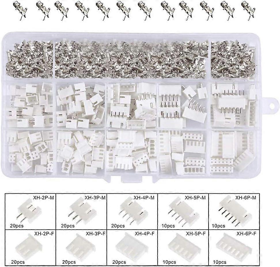 460pccs JST キットコネクタ、 Jst-xh 、 2/3/4/5/6 ピンオス / メスコネクタ、 2.54mm メスピン端子コネクタ