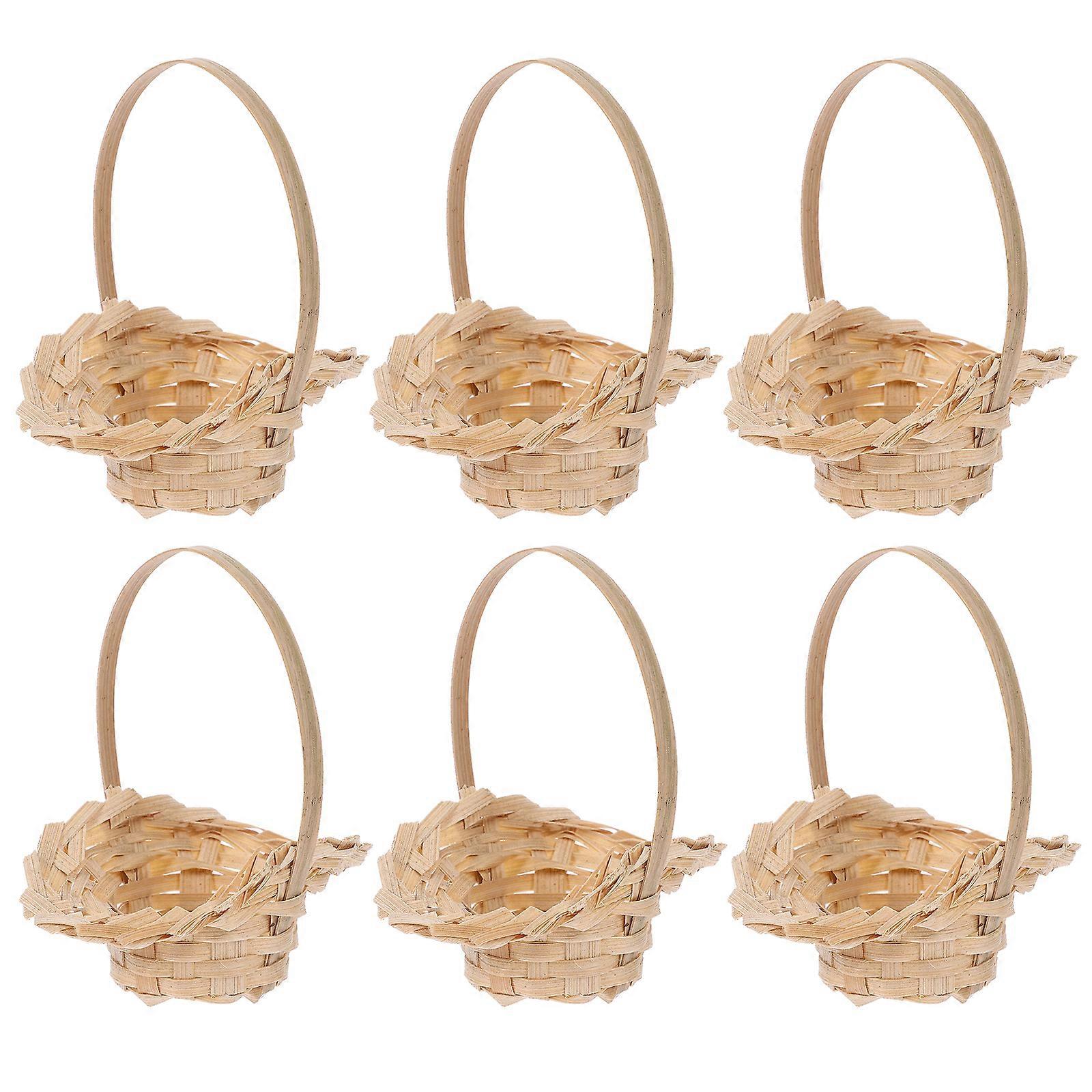 6pcs Mini Basket with Handles Small Decorative Woven Empty Baskets Picnic Mini Baskets Decor