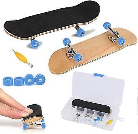 Skates de dedo com Mini Liga Profissional, Deck de Madeira Completo e Box-blue