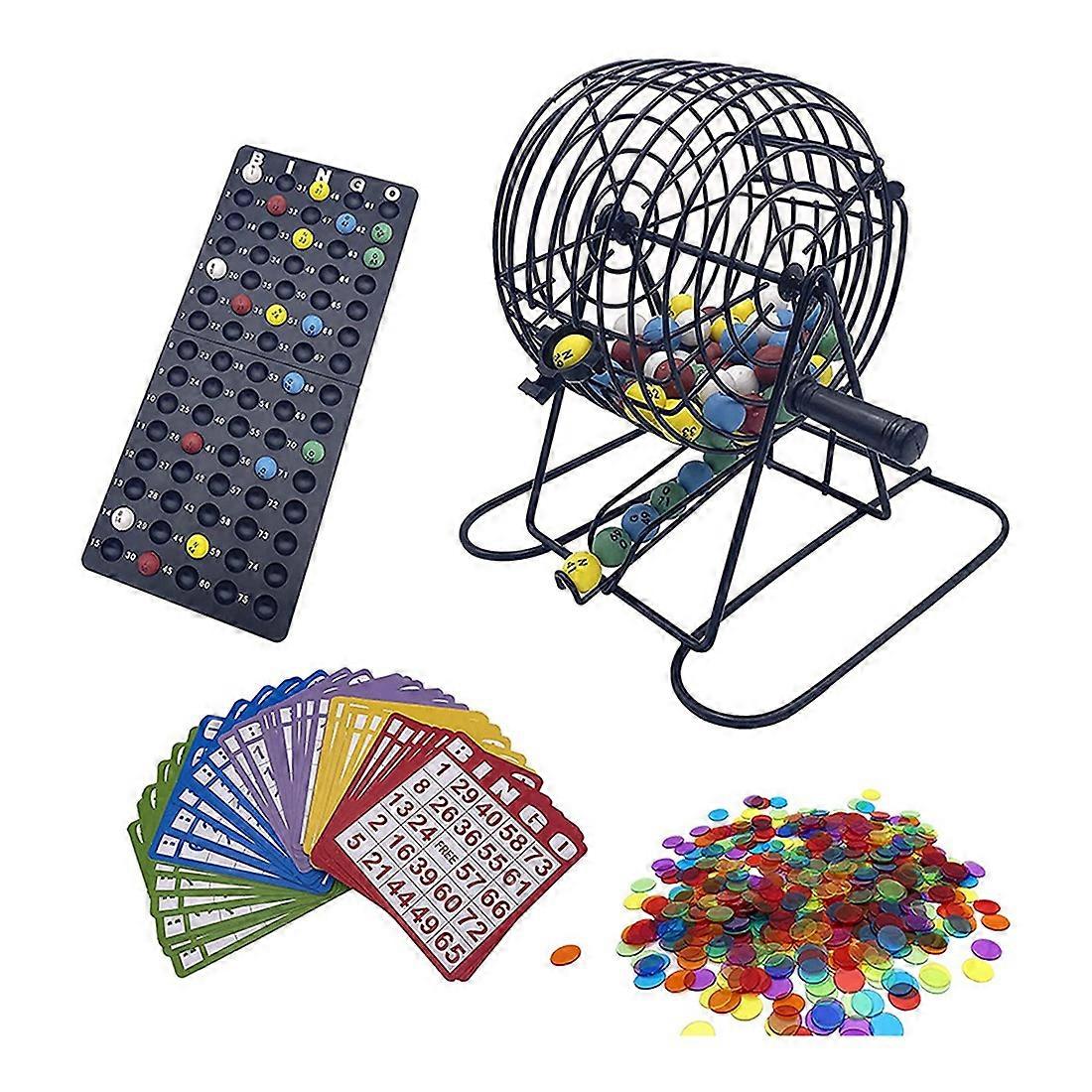 Deluxe Bingo Game Set με 6 ιντσών Bingo Cage, Bingo Master Board, 75 χρωματιστές μπάλες, 50 κάρτες Bingo