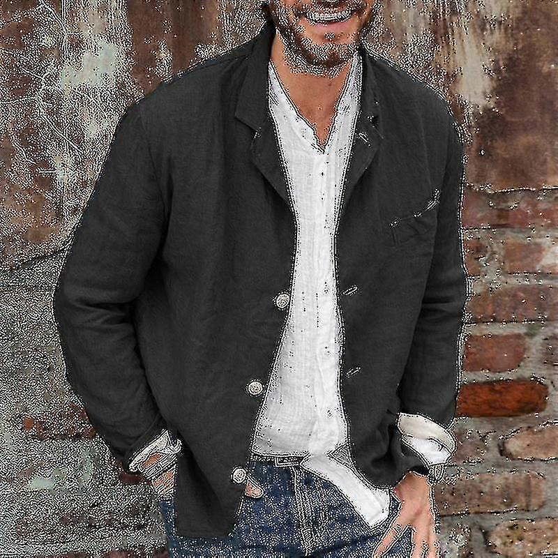 2023 Men's Loose And Simple Cotton And Linen Small Suit Long-sleeved Jacket