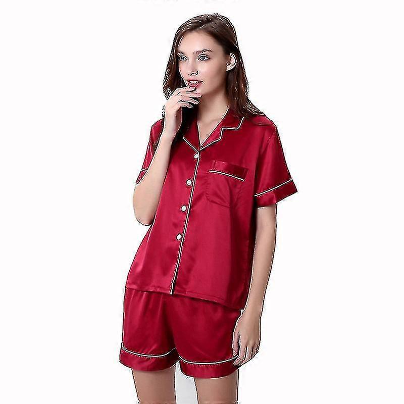 Womens Silk Satin Pajamas Set Two-piece Pj Sets Sleepwear