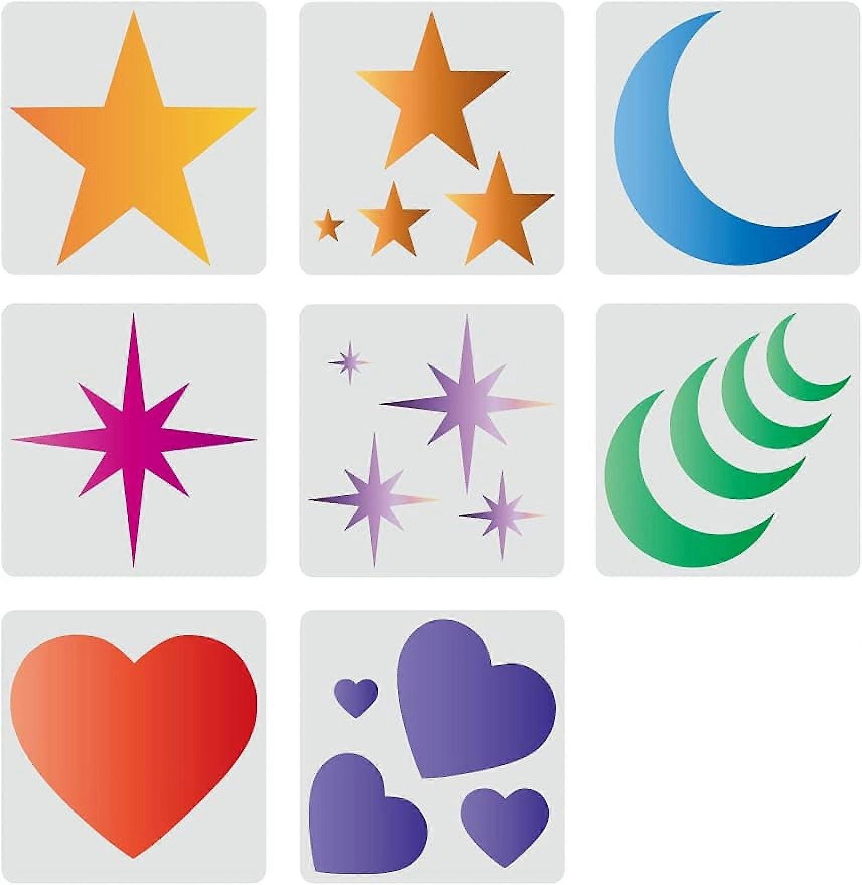 8 Pcs Star Stencil Moon Stencil Plastic Reusable Stencils