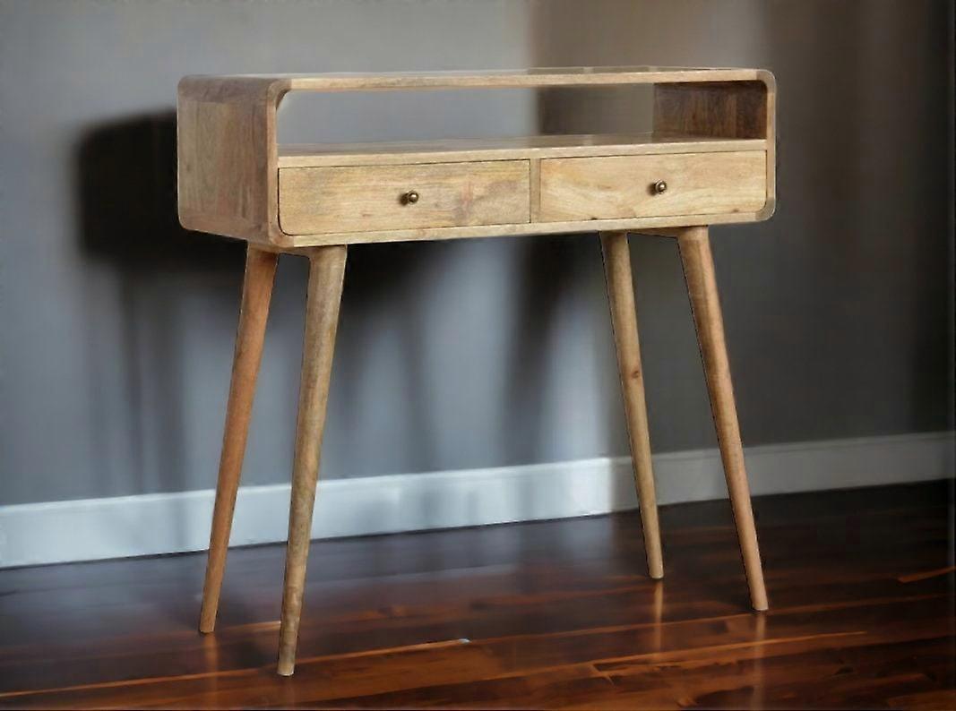 Scandinavian Curved Console Table In Oak