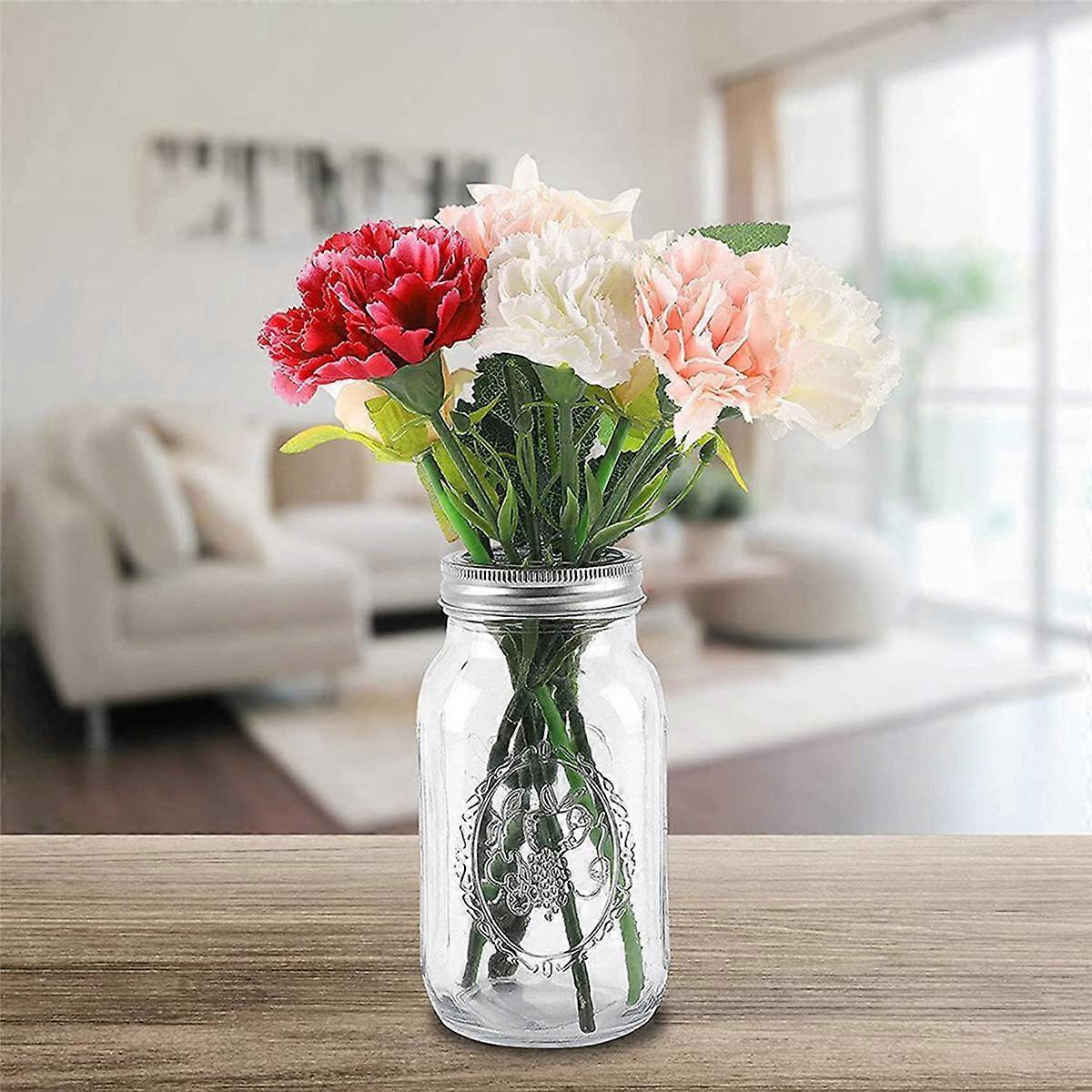 90 Pieces Flower Jar Flower Lid Floral Frog Vase Insert Canning Jar Insert Jar Lid with Square Grid