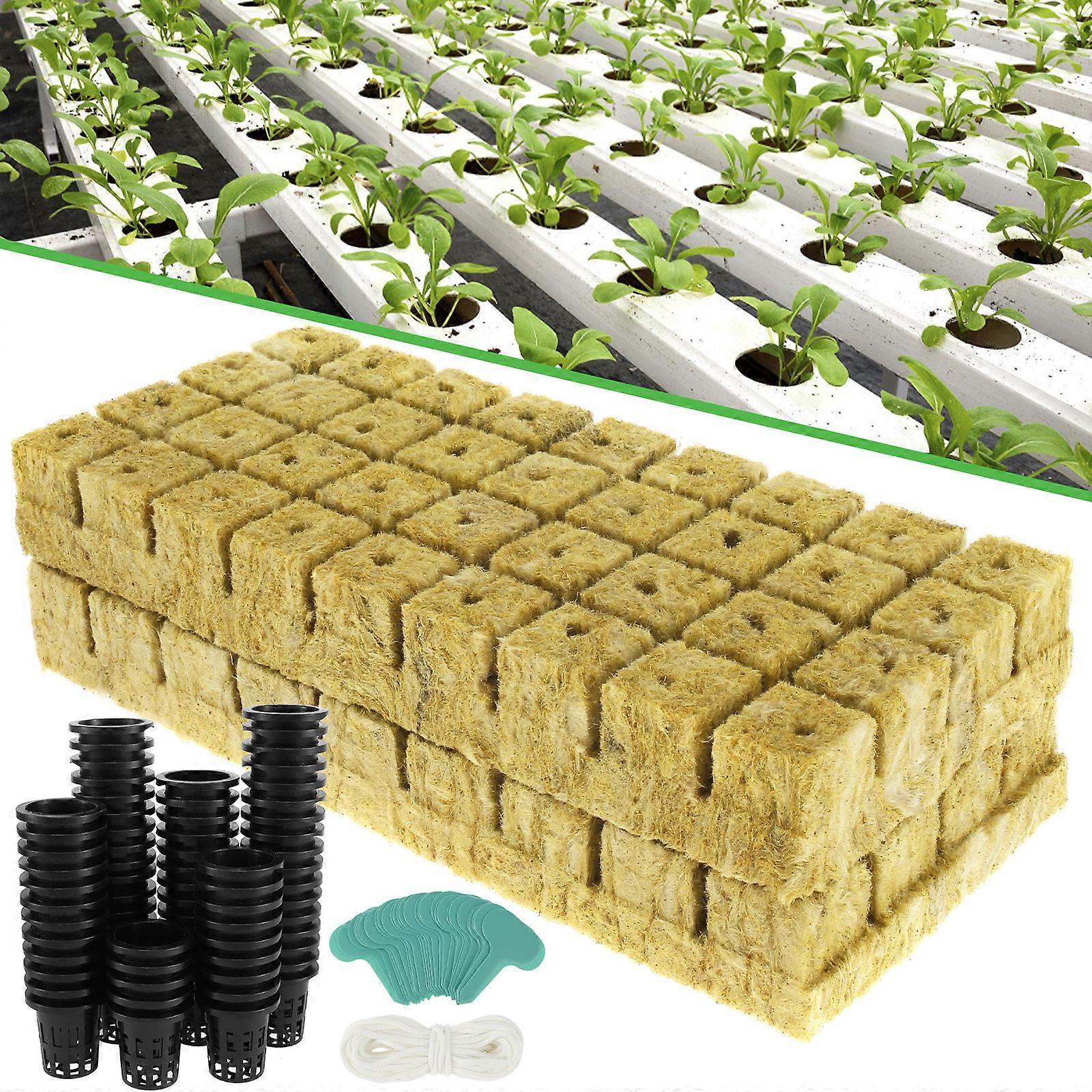 72 Set Hydroponic Rock wool Cubes Rock Wool Seed Starters Planting Cubes Soilless Seeded Rock Wool Plug Seedling Block with Cups