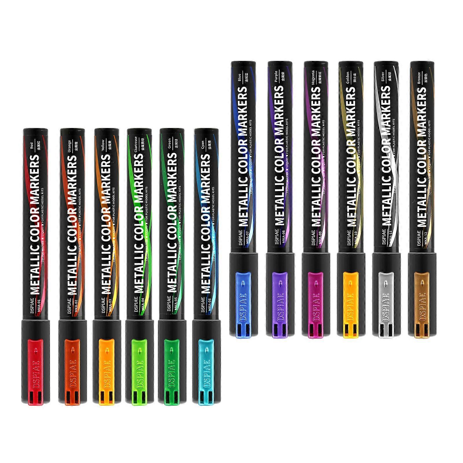 DSPIAE MKA Model Coloring Pen Marker Electroplated Metal Coloring Pen Soft Nip fq