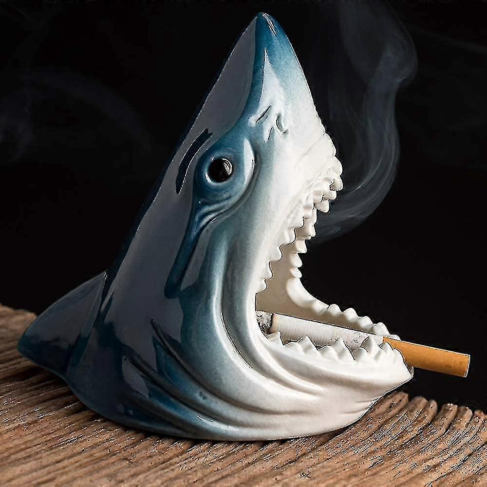 Ceramic Creative Animal Shark Ashtray Cigarette, Manual Ashtray